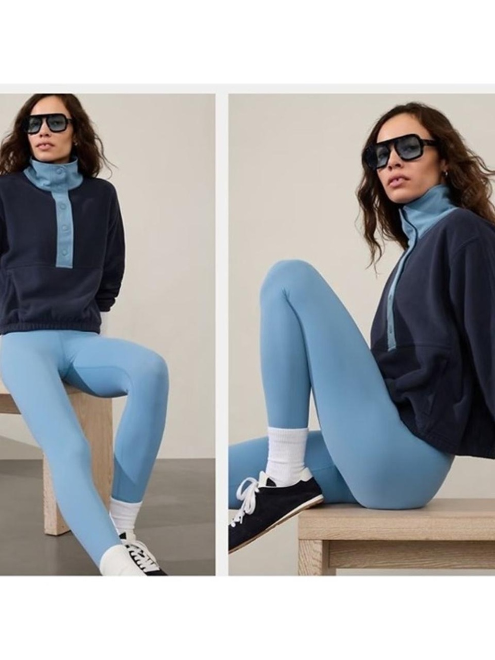Athleta Overlook Microfleece Navy Pullover Sweatshirt